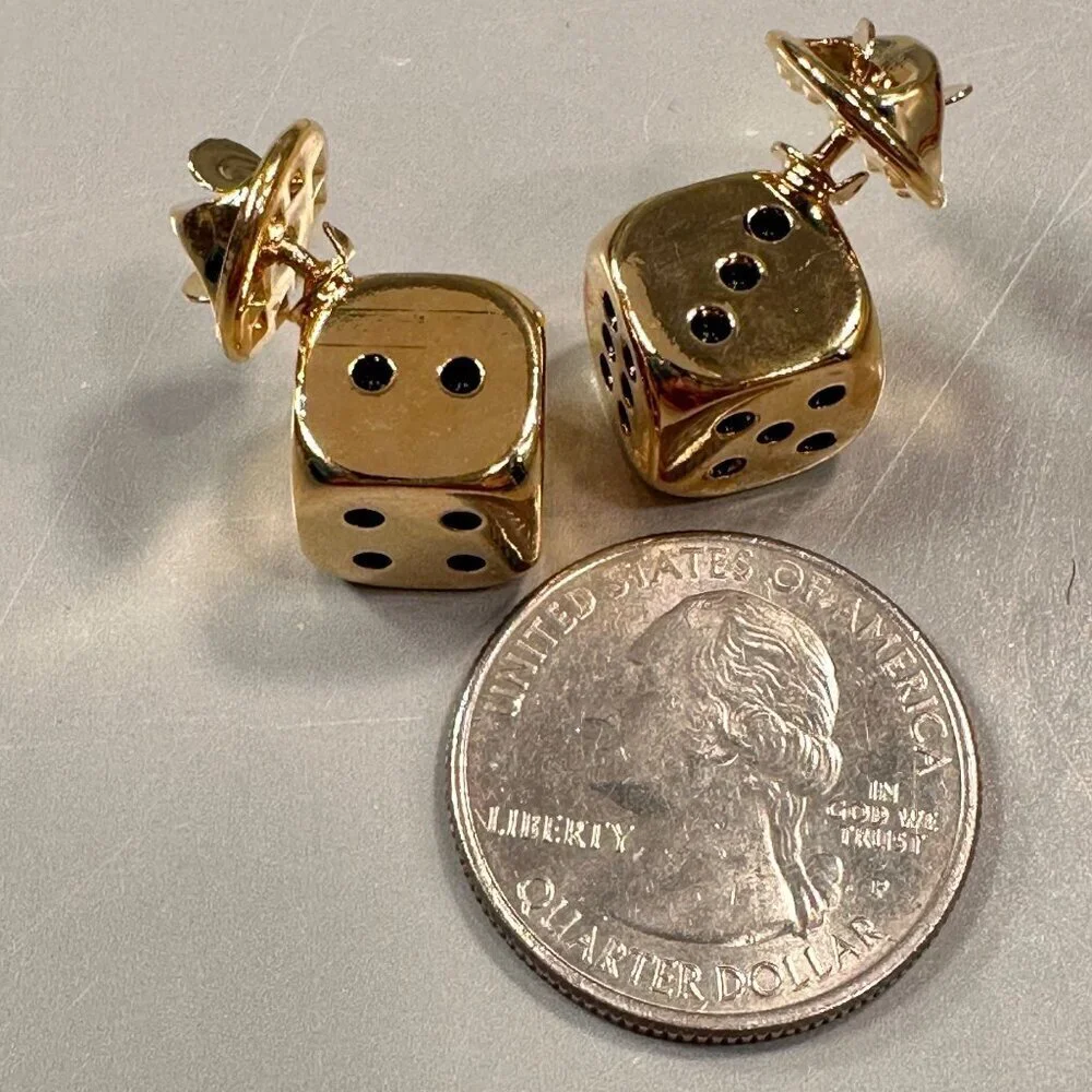 Dice Pair Gold Cufflinks Enamel Badge Lapel Pins Jewelry Accessories